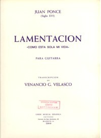 Lamentacion (Velasco) available at Guitar Notes.